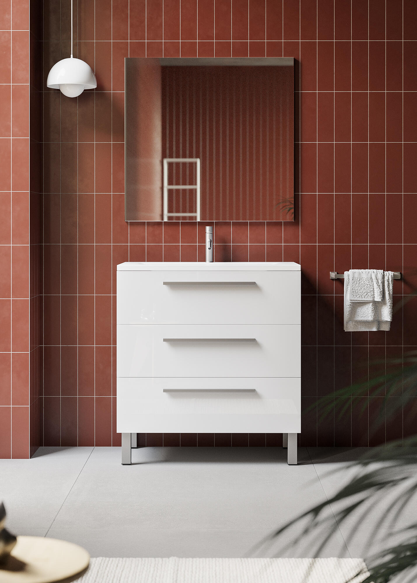 Mueble de baño con lavabo madrid blanco brillante 80x45 cm