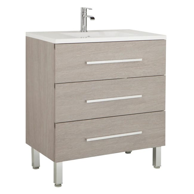 Mueble de baño con lavabo roble gris 80x45 cm | Leroy Merlin