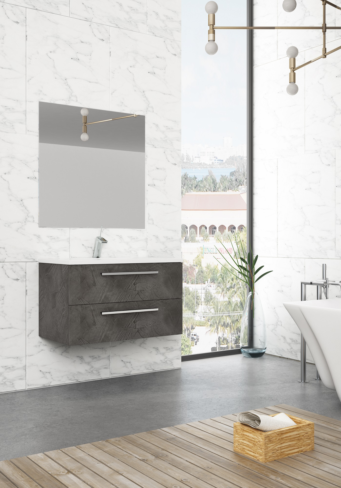 Mueble de baño con lavabo madrid grafito 80x45 cm