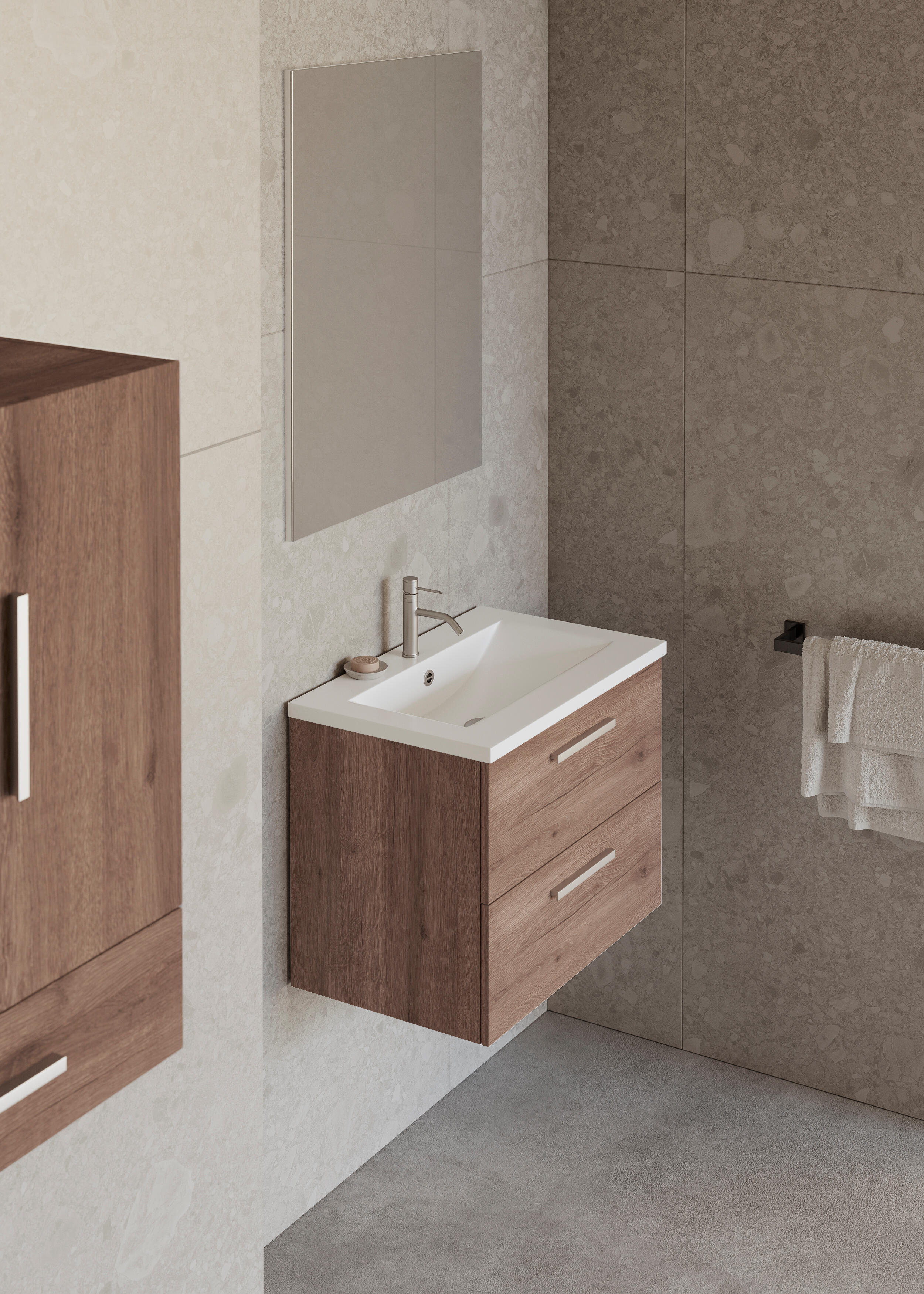 Mueble de baño con lavabo madrid roble oscuro 60x40 cm