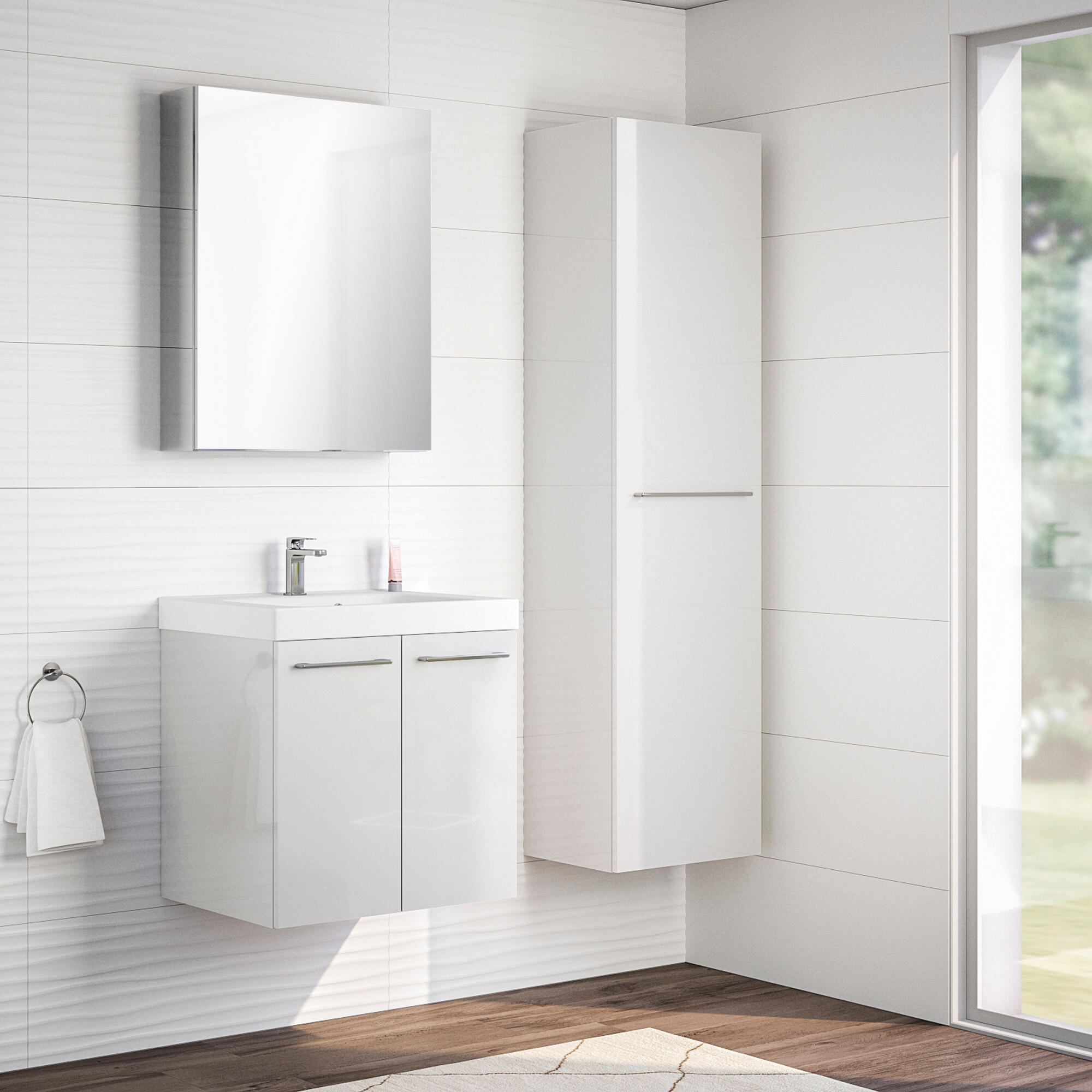 Mueble de baño con lavabo remix blanco brillante 60x48 cm