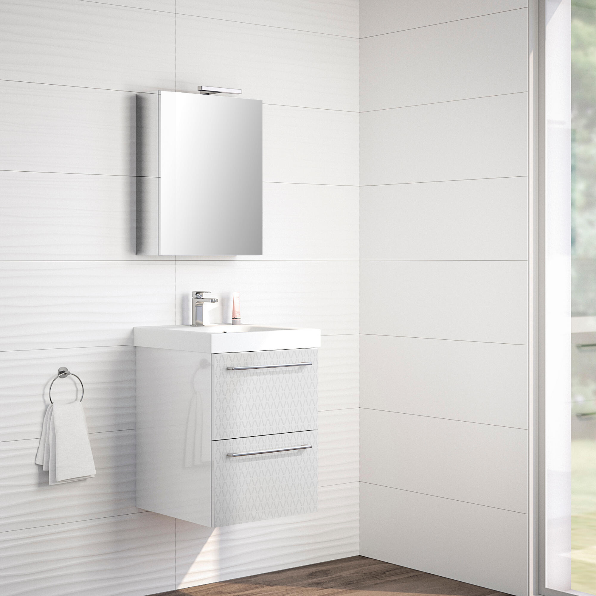 Pack de mueble de baño con lavabo remix blanco mate 45x48 cm