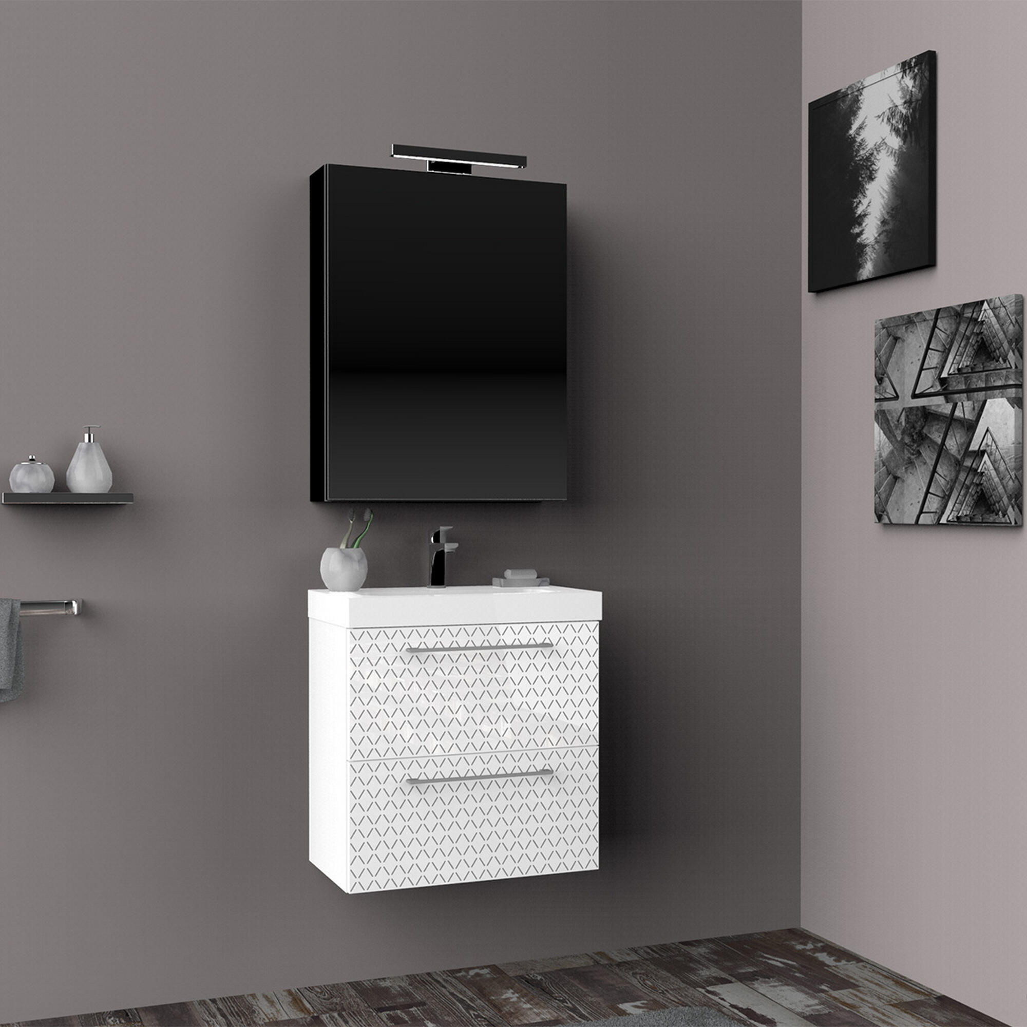 Mueble de baño con lavabo remix blanco mate 60x48 cm
