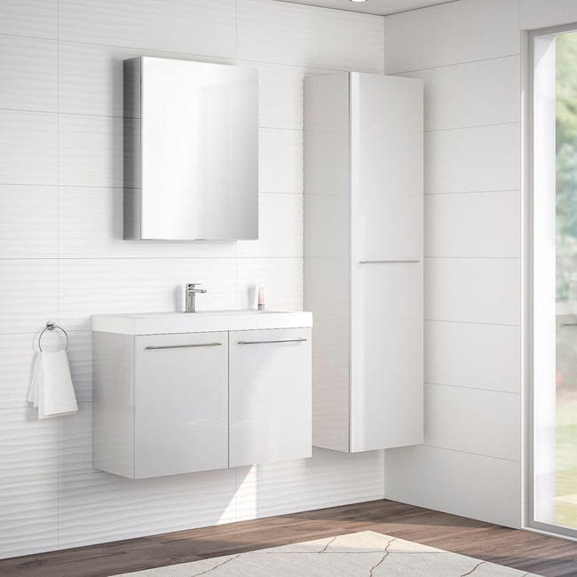 Podrido Normalización Destello Mueble de baño con lavabo Remix blanco 90x35 cm | Leroy Merlin