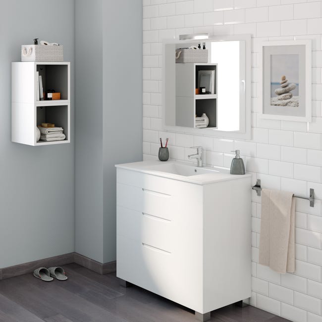Mueble de con lavabo Asimétrico blanco cm | Leroy Merlin