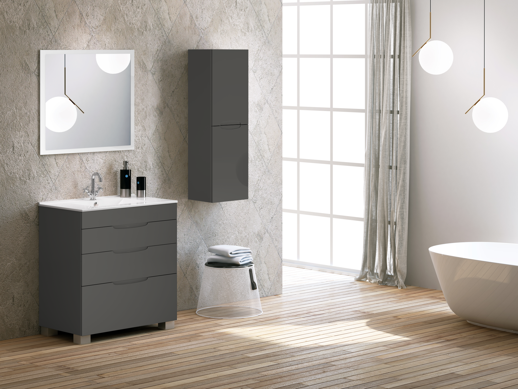 Mueble de baño con lavabo asimétrico grafito 100x45 cm de la marca Sin marca Mueble de baño con lavabo asimétrico grafito 100x45 cm de la marca Sin marca