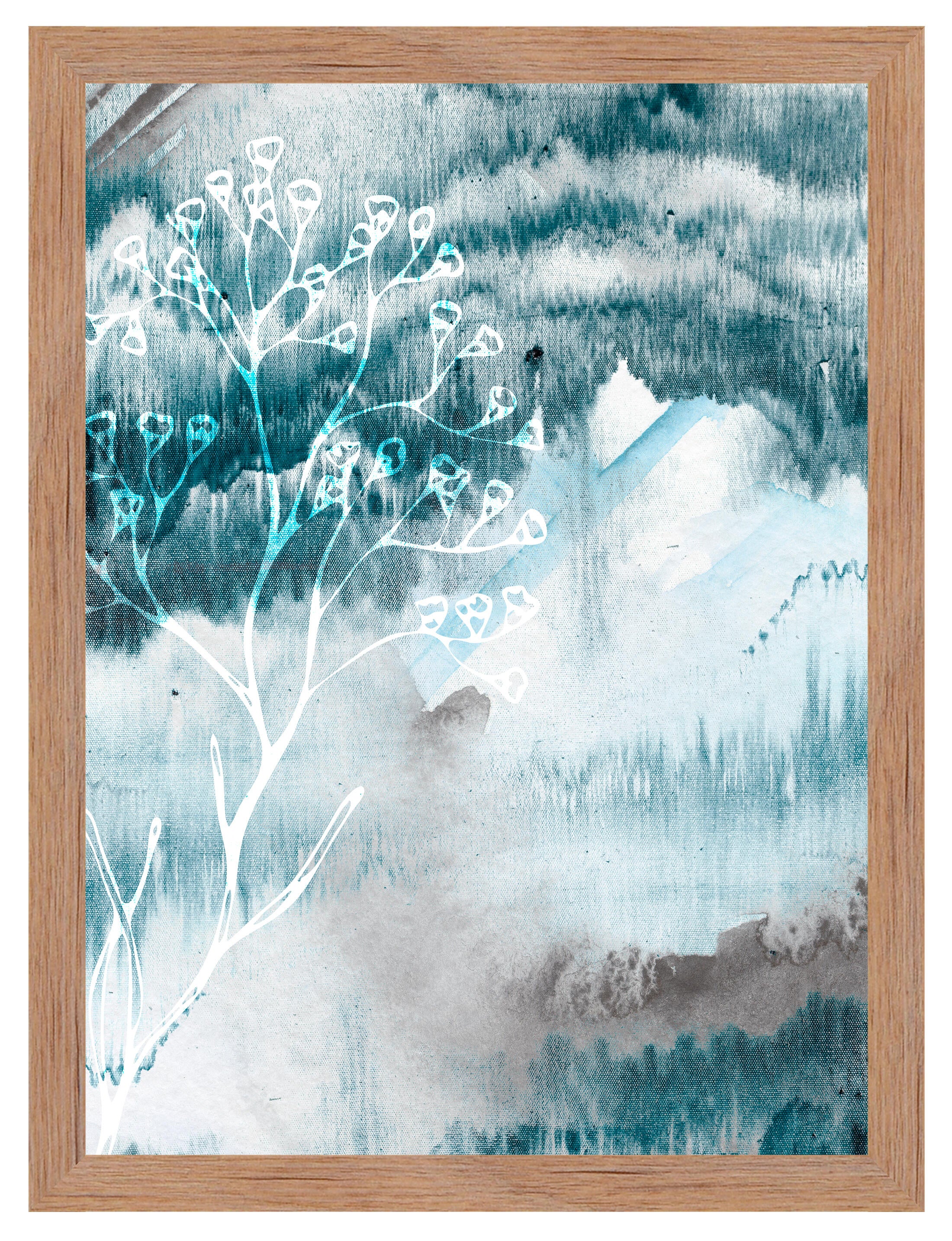 Cuadro pintado con marco blue ii abstract 30 cm x 40 cm