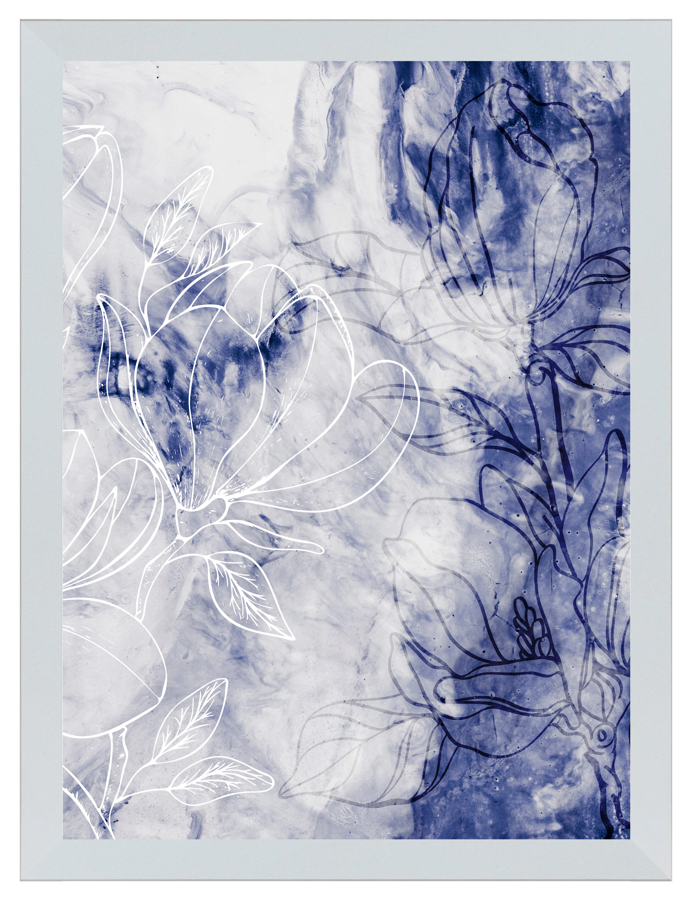 Cuadro pintado con marco blue iii abstract 30 cm x 40 cm