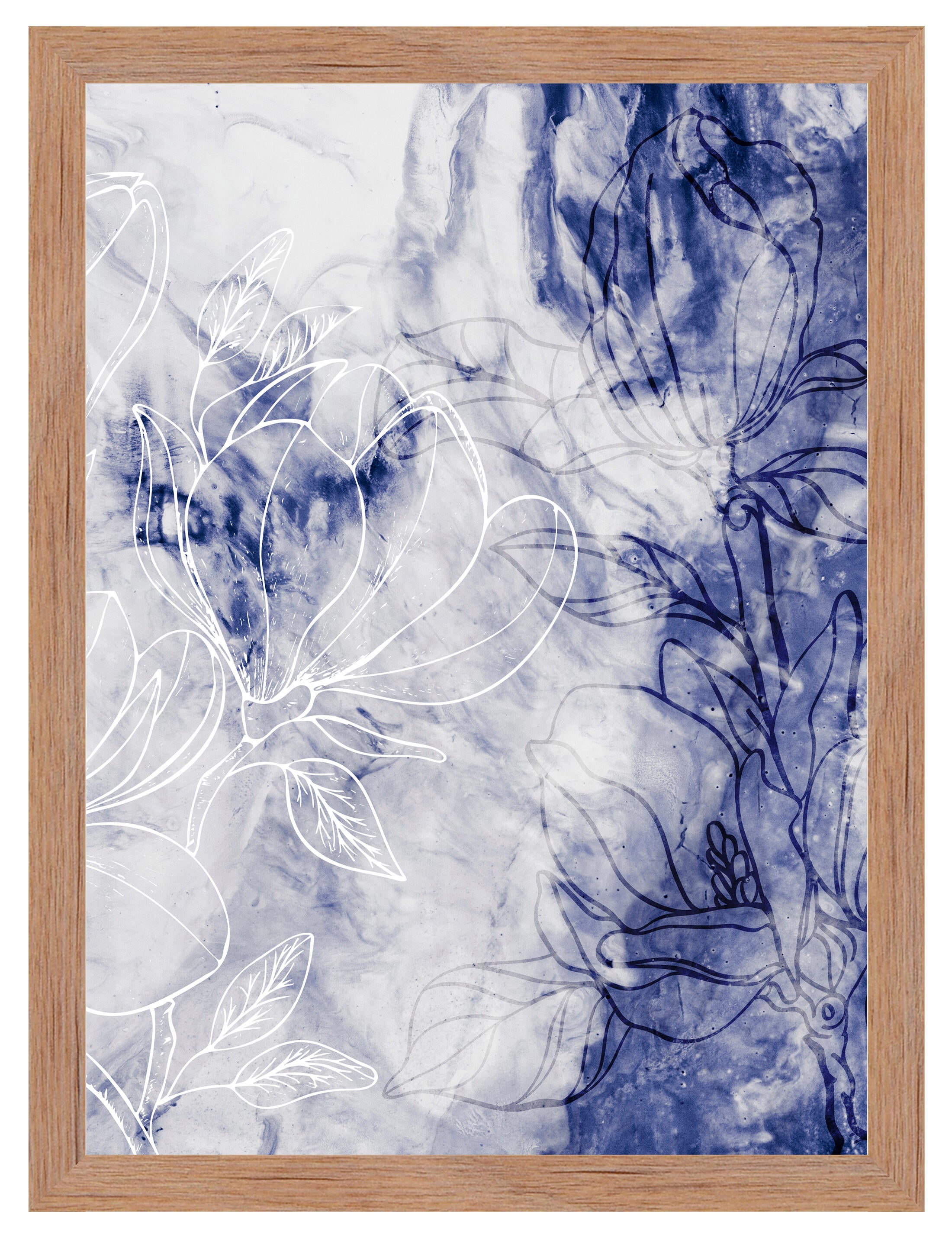 Cuadro pintado con marco blue iii abstract 30 cm x 40 cm
