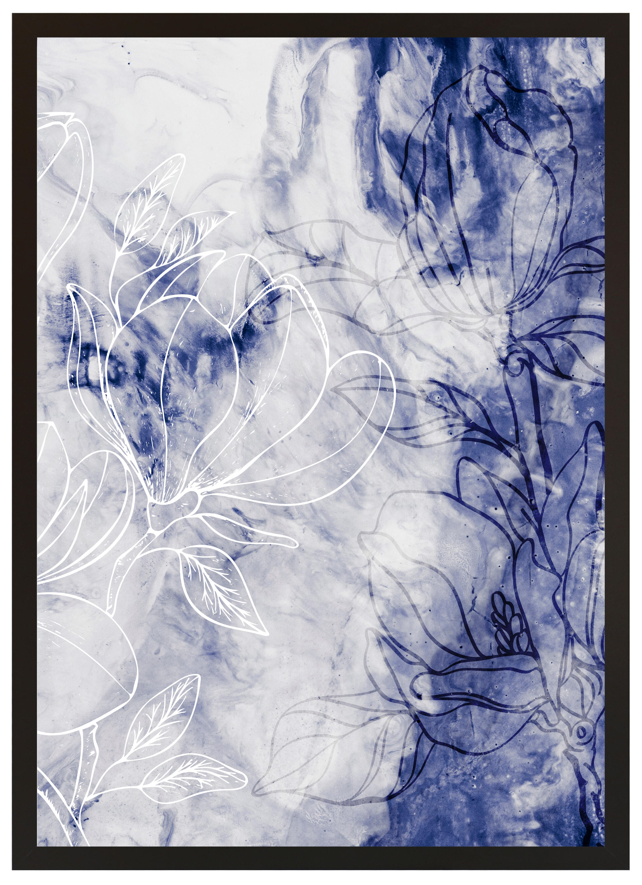 Cuadro pintado con marco blue iii abstract 70 cm x 50 cm