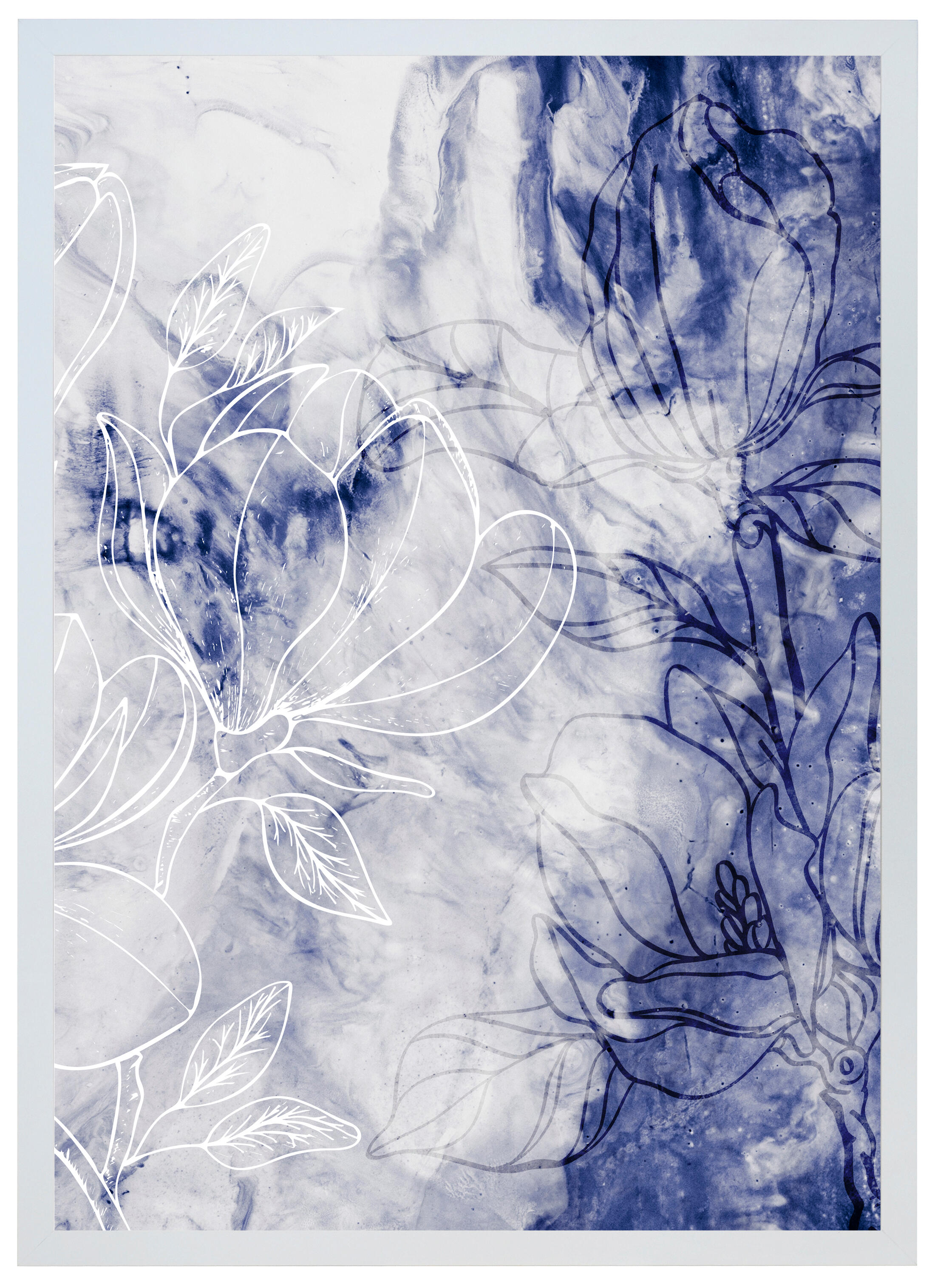 Cuadro pintado con marco blue iii abstract 70 cm x 50 cm