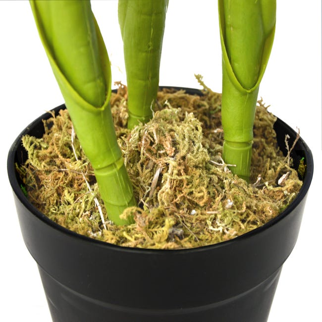 Planta artificial de hoja perenne en maceta HOMCOM 17x17x95 cm verde