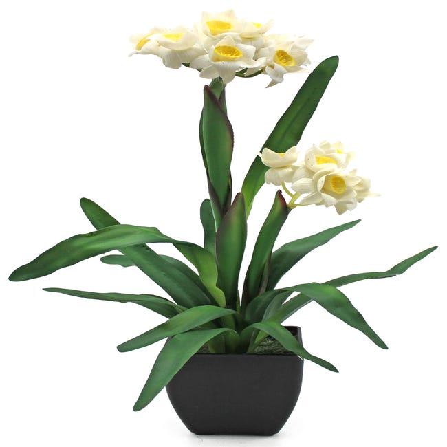 Planta artificial Orquidea blanca de 50 cm de altura en maceta de 12 cm |  Leroy Merlin