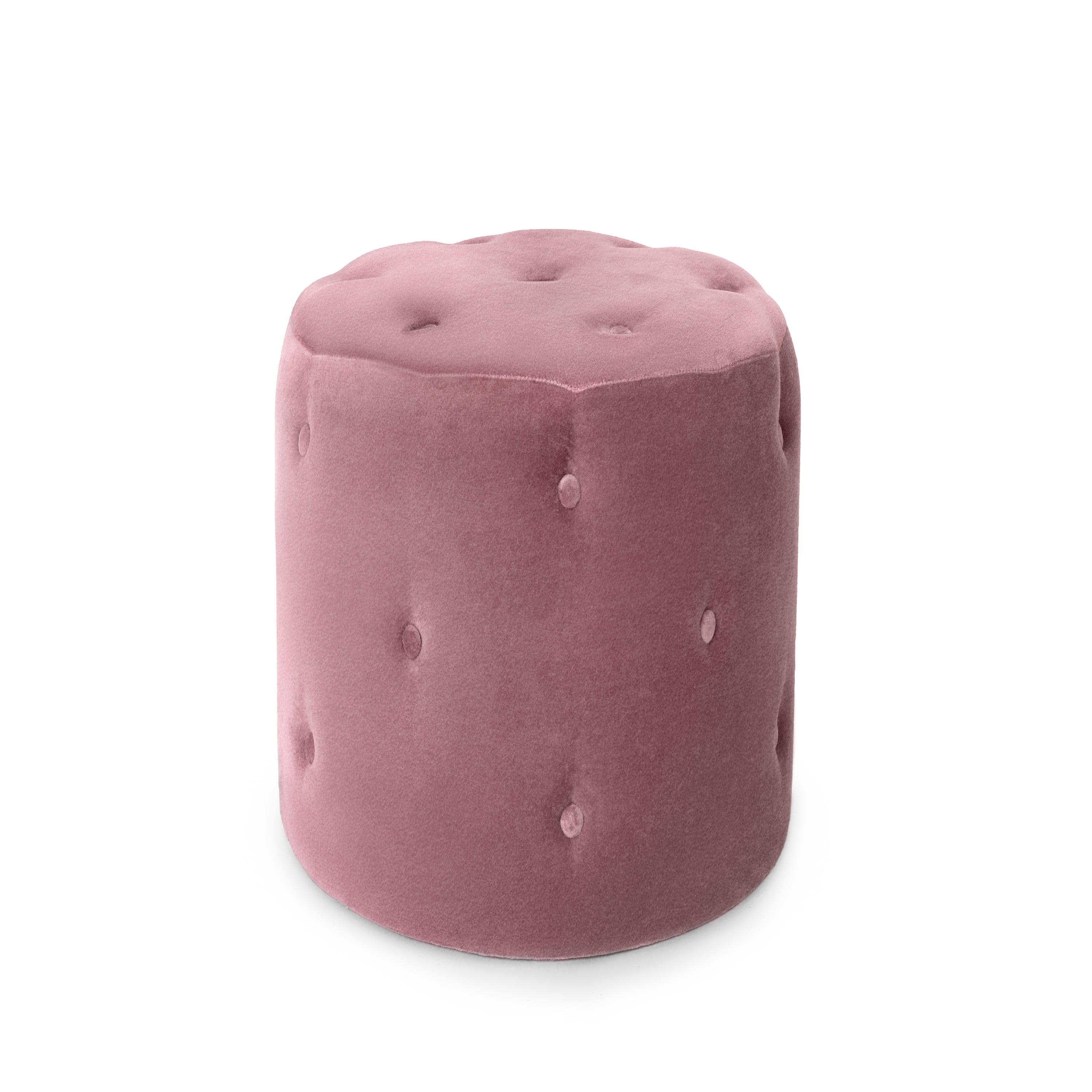 Puff redondo adaptable fabricado de poliéster con un acabado de color rosa  Forme