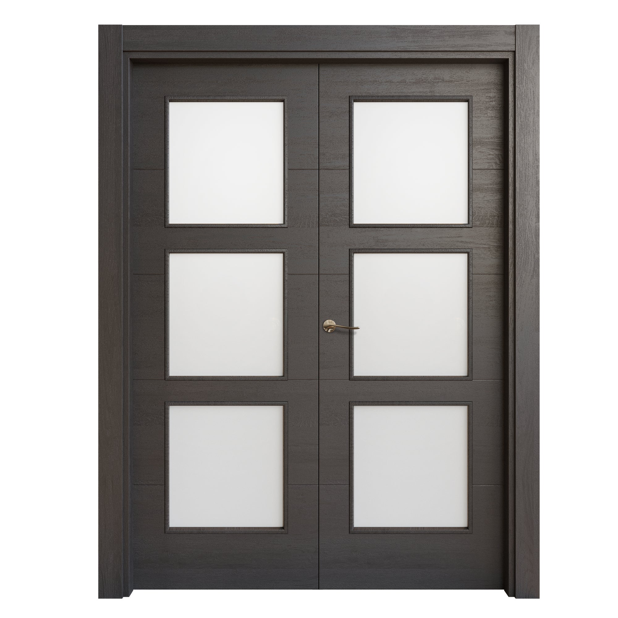 Puerta de interior doble con cristal berna azabache 105 cm (62,5+42,5) derecha