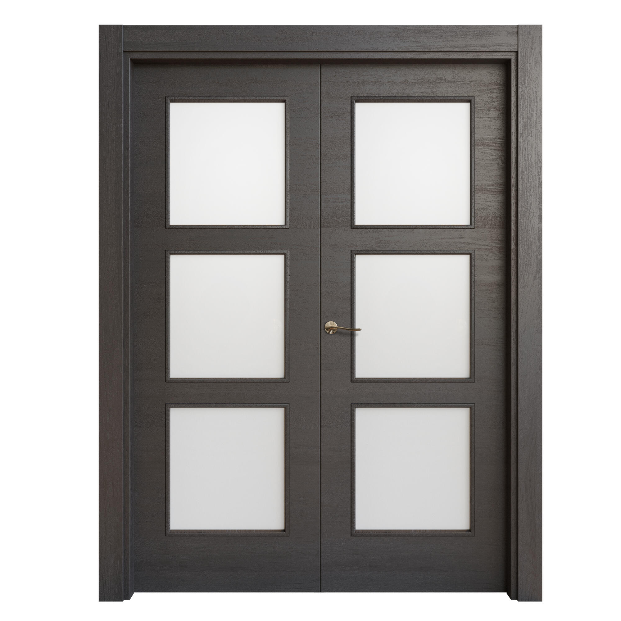 Puerta de interior doble con cristal oslo azabache 130x30 105cm(62 5+42 5) derec de la marca CASTALLA
