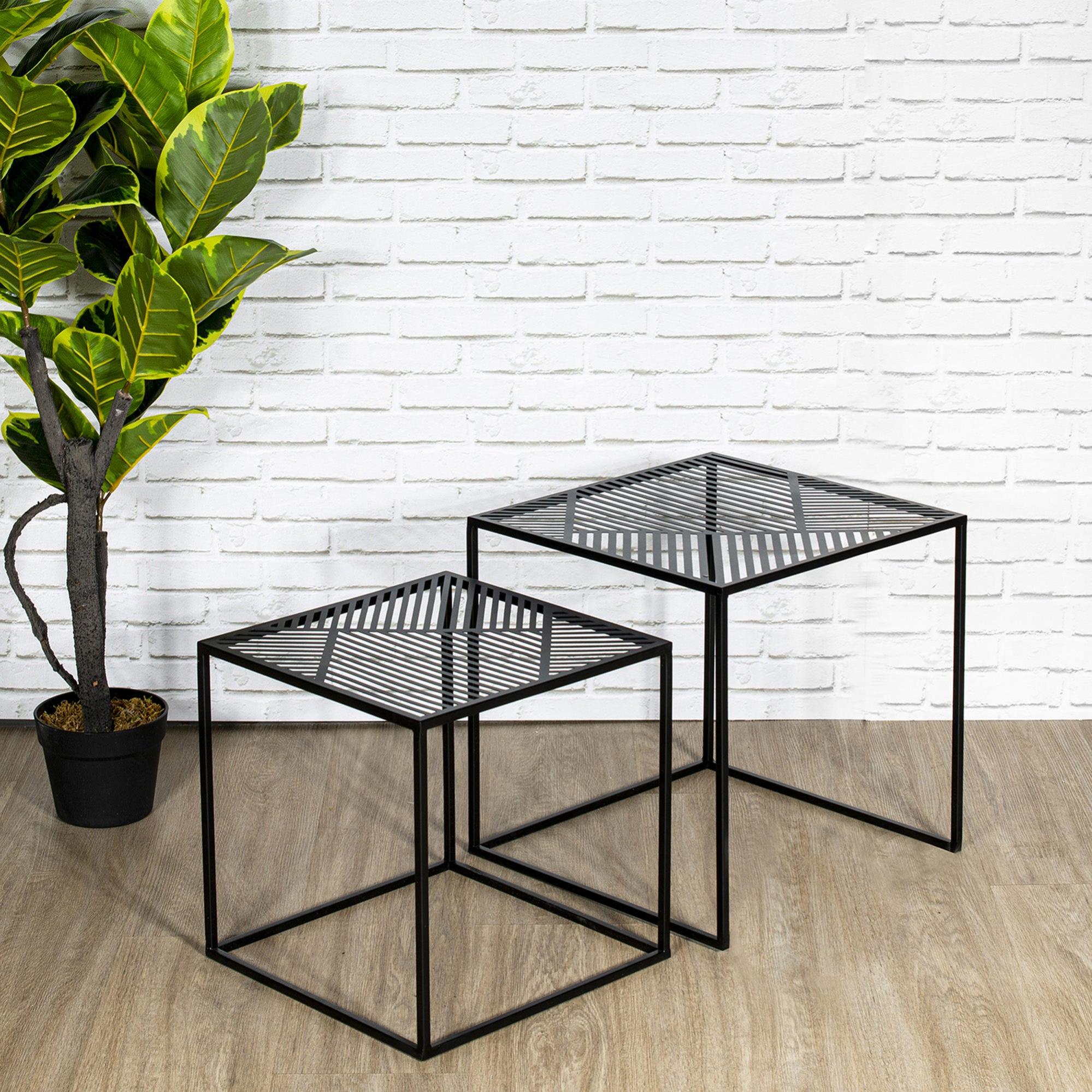 Set 2 mesas auxiliares riga metal negro 40x40x40 cm (anchoxaltoxfondo)