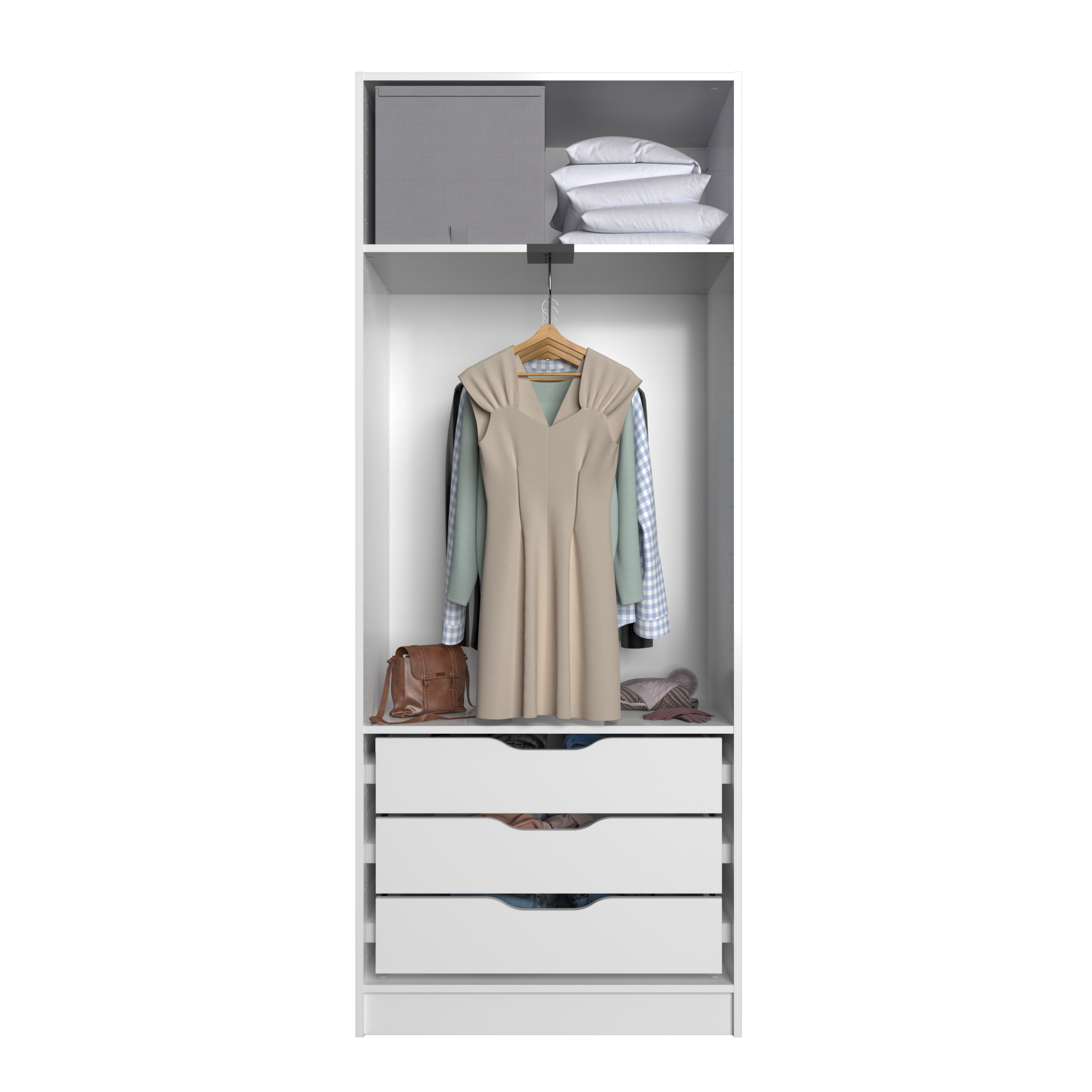 Composición nº42 Spaceo Home armario kit vestidor sin puertas blanco