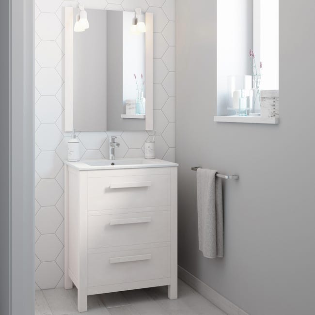 Manhattan Ventilación tirano Mueble de baño con lavabo Amazonia blanco 80x45 cm | Leroy Merlin