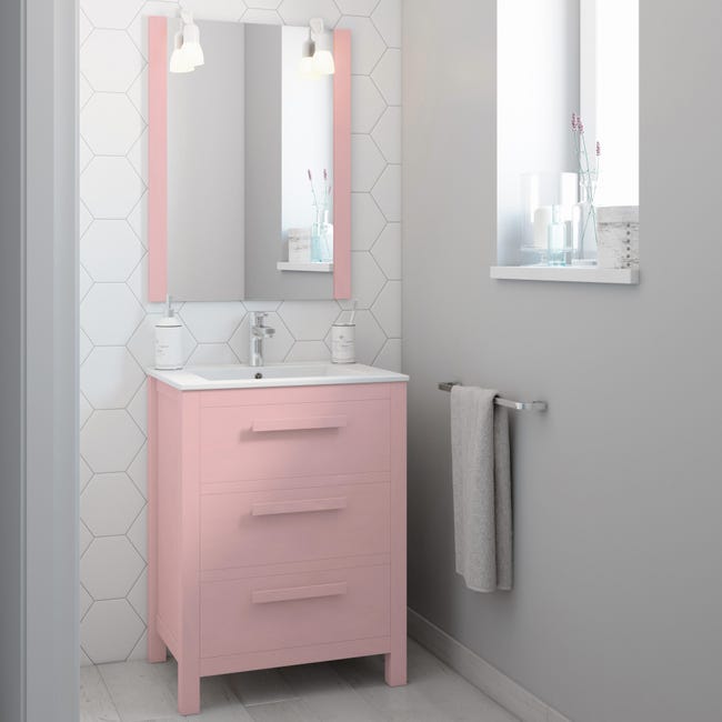 Oceano canción preocuparse Mueble de baño con lavabo Amazonia rosa 60x45 cm | Leroy Merlin