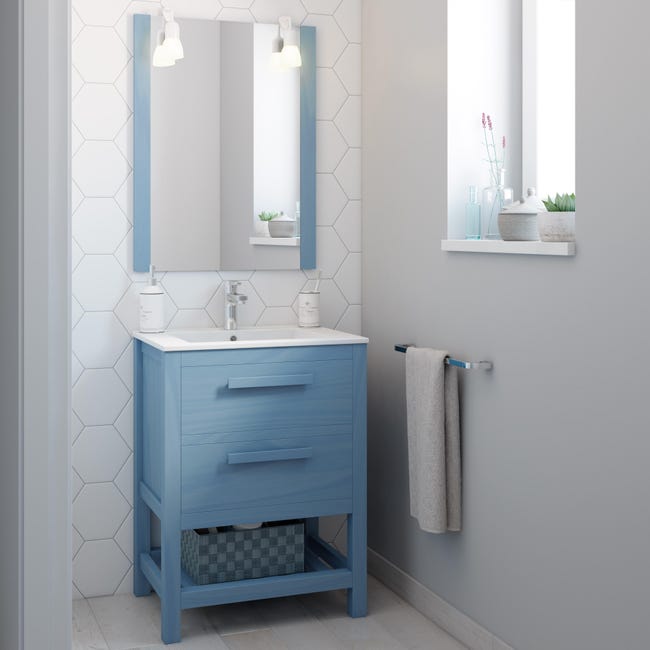 profesor Fundador Tantos Mueble de baño con lavabo Amazonia azul 60x45 cm | Leroy Merlin