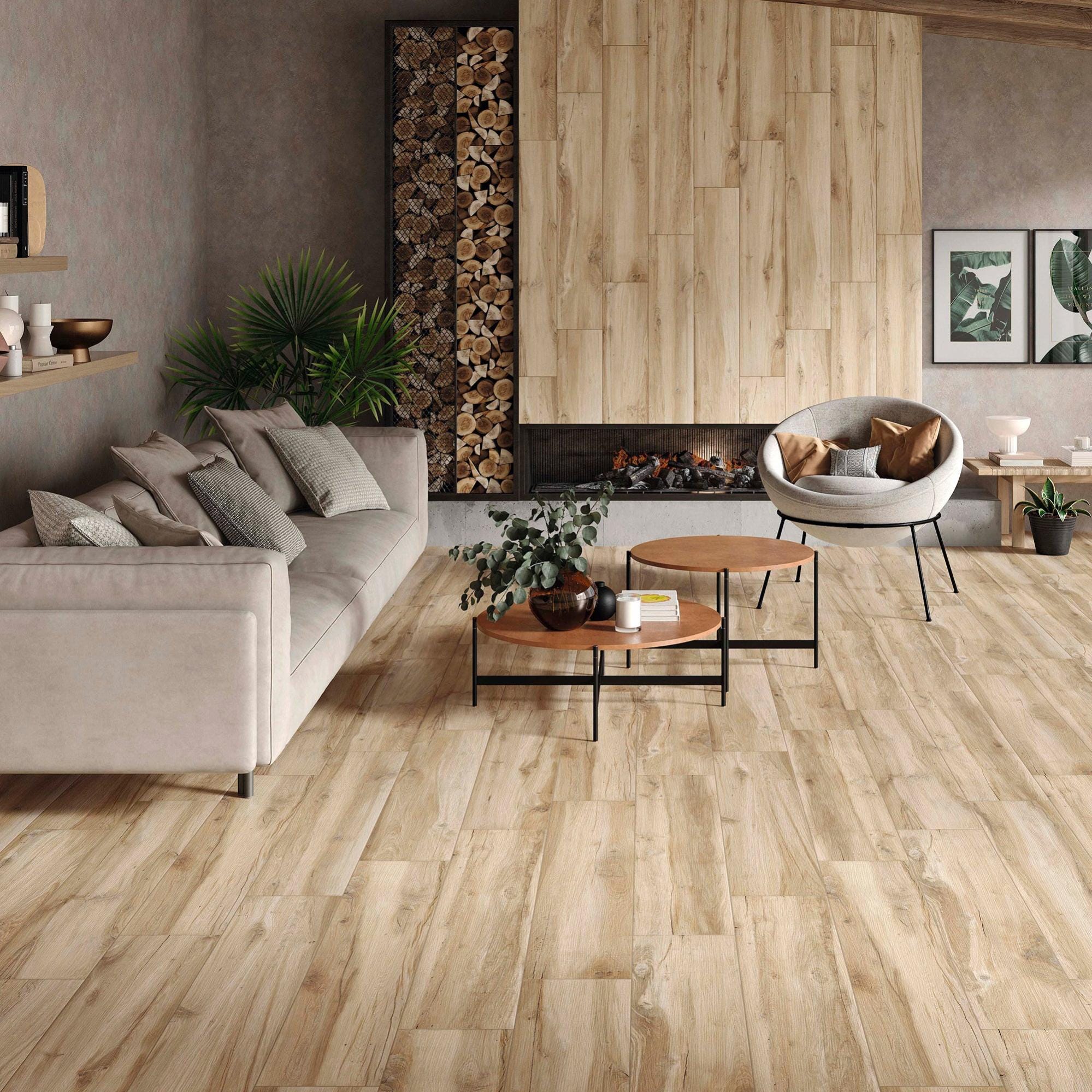 Suelo cerámico efecto madera haya Carlo 23x120 cm | Leroy Merlin