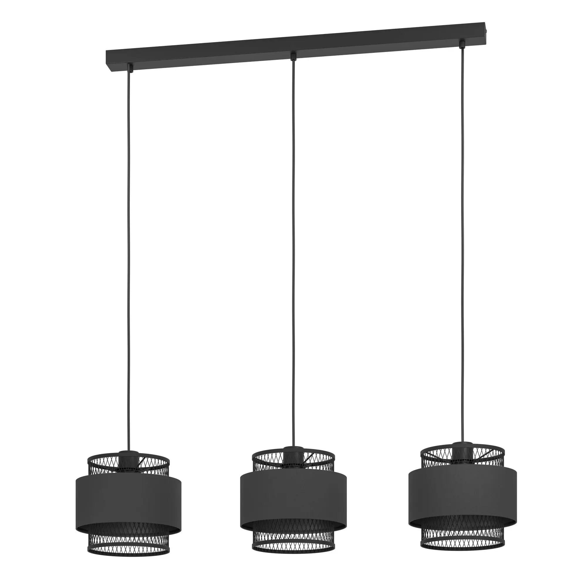 Lámpara de techo inspire ottomane negra 3 luces e27 metal negro