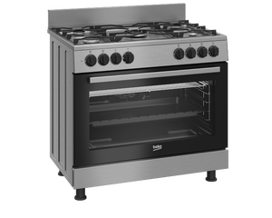 Cocina moderna a gas butano con horno y 5 zonas de cocción en color negro  Infiniton
