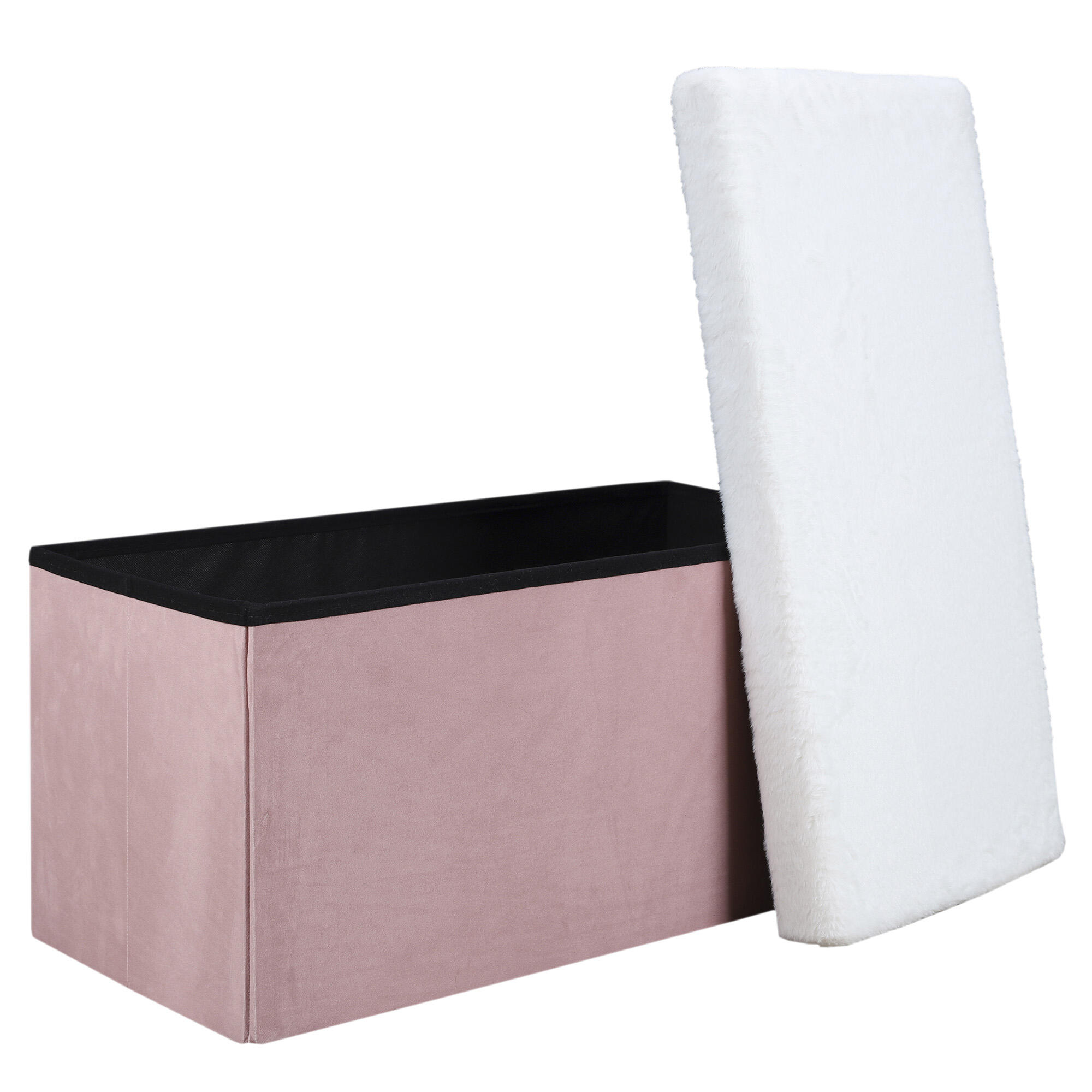 Baúl pie de cama color rosa y blancode 77x38x38 cm (anchoxaltoxfondo)