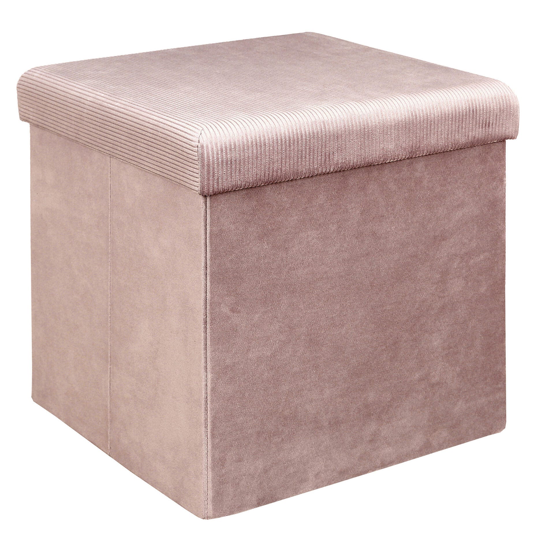Puff plegable almacenaje rectangular color rosa de 38 x38cm