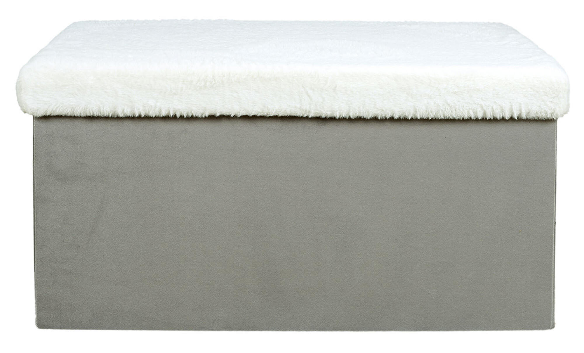 Baúl pie de cama color gris y blanco de 77x38x38 cm (anchoxaltoxfondo)