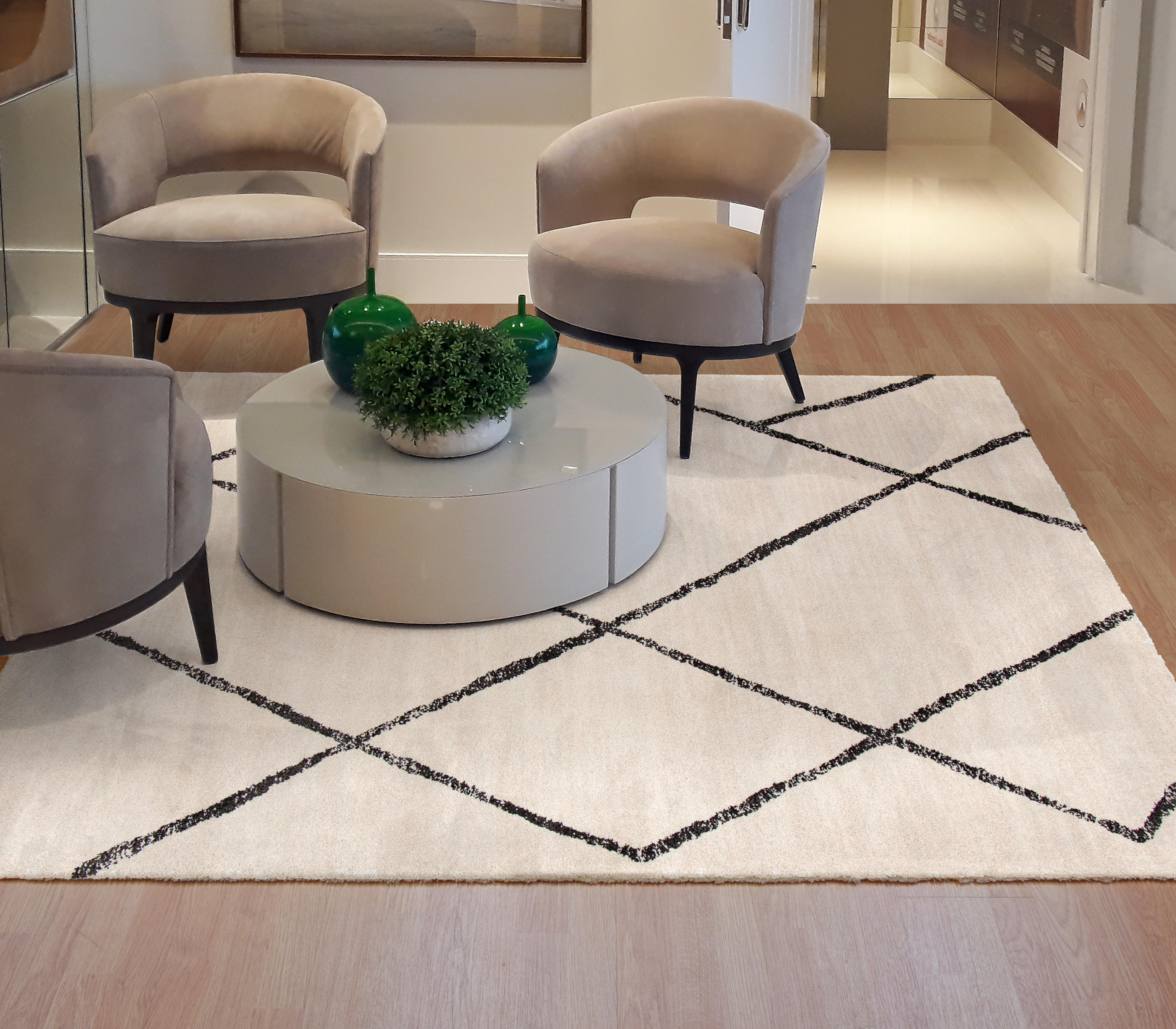Alfombra polipropileno nomad rombos blanco 160x230cm