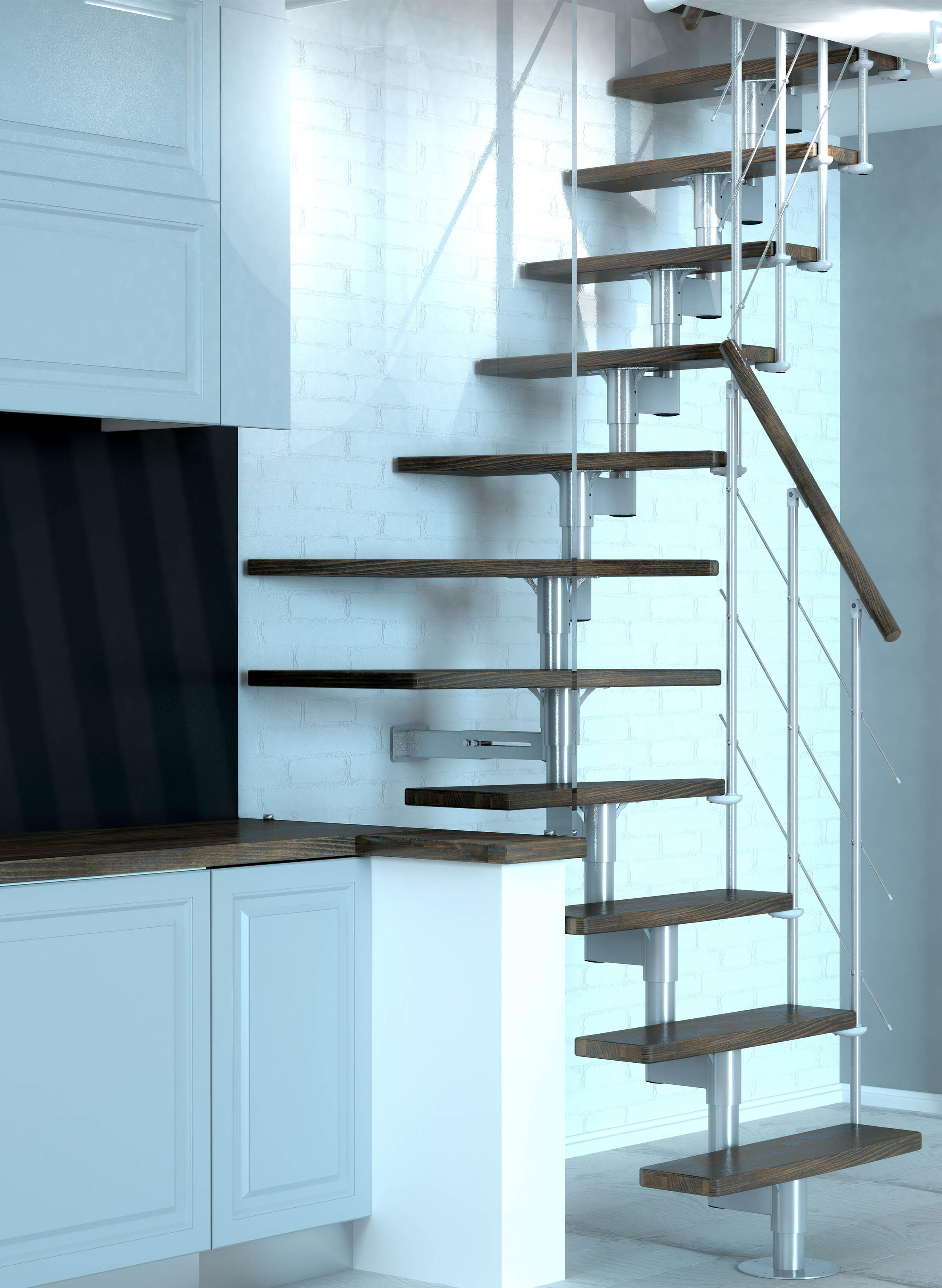 Escalera arizona de nogal tintada de la marca SOGEM