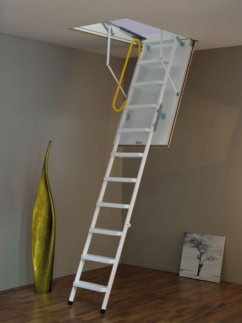 Escalera escamoteable de aluminio blanco