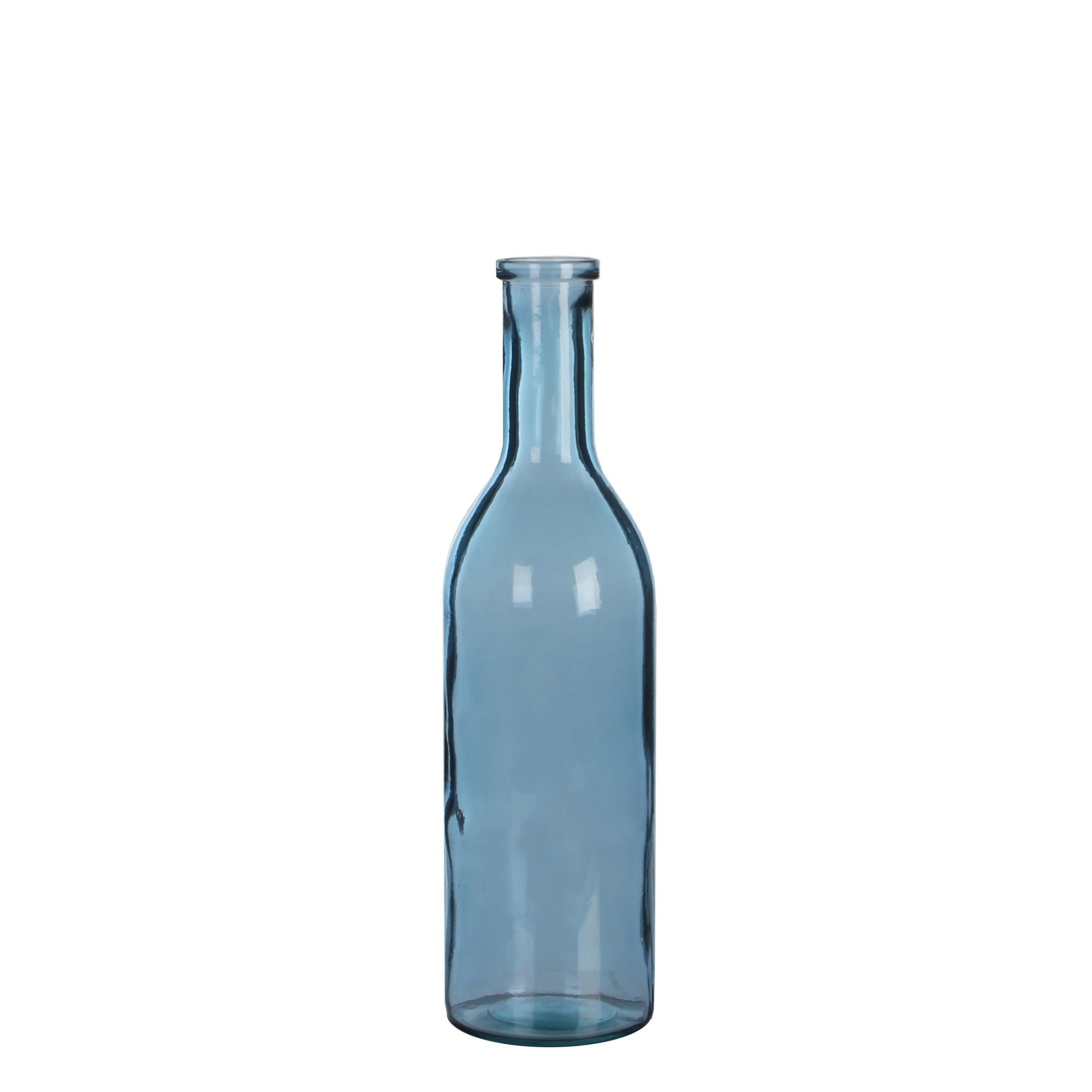 Jarrón botella de vidrio mineral rioja azul 50x15 cm