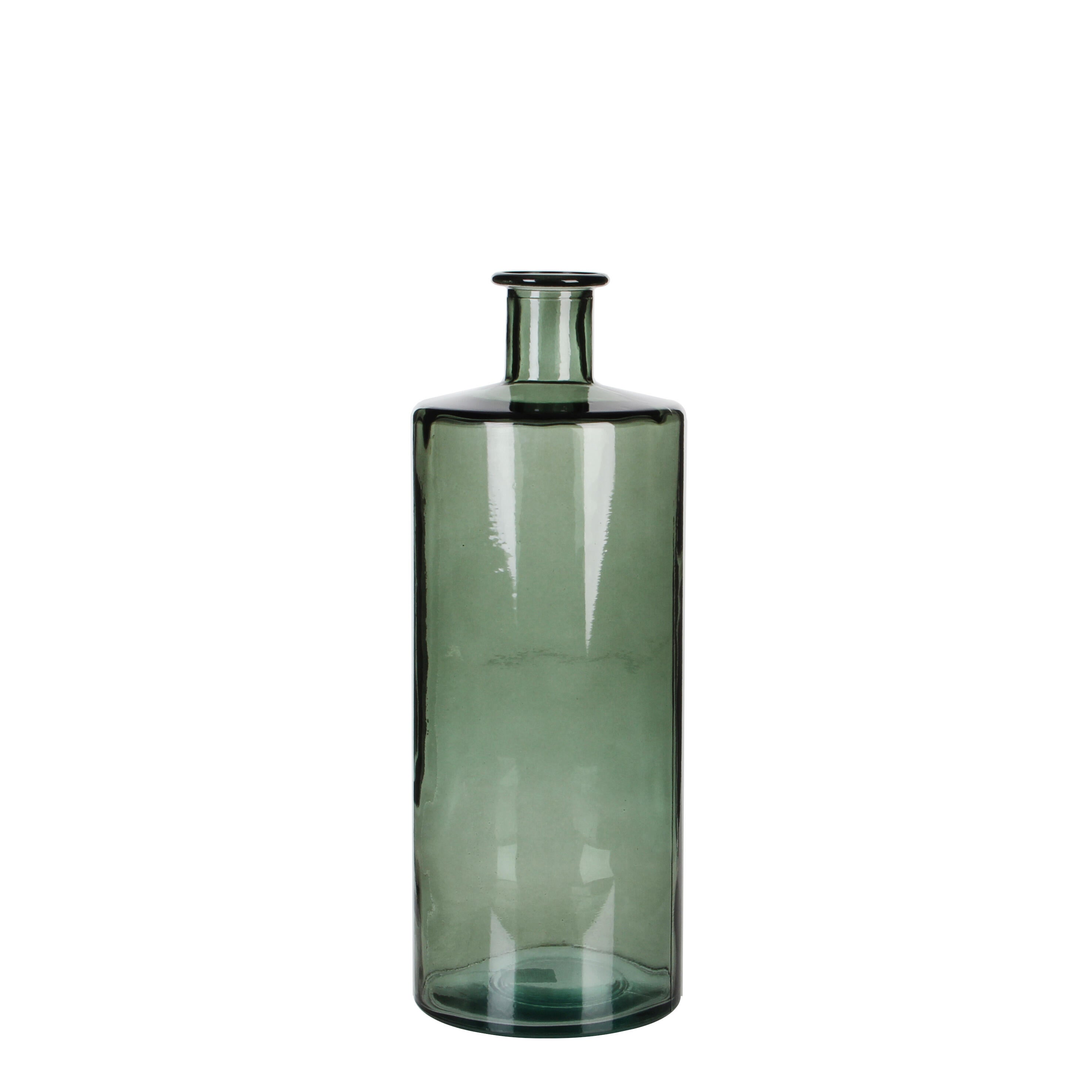 Jarrón botella de vidrio mineral guan verde 40x15 cm