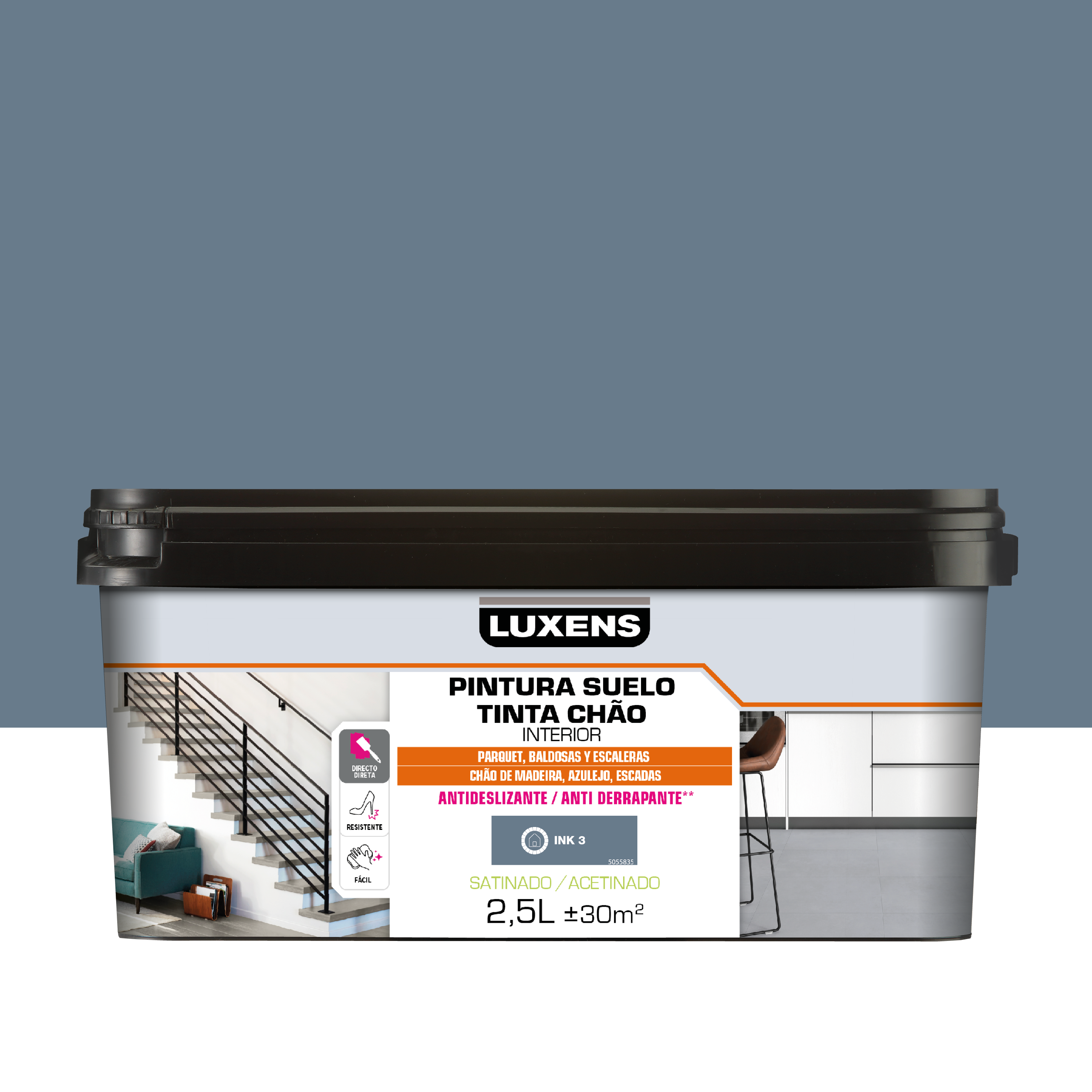 Pintura al agua suelo interior satinado luxens 2.5l ink3