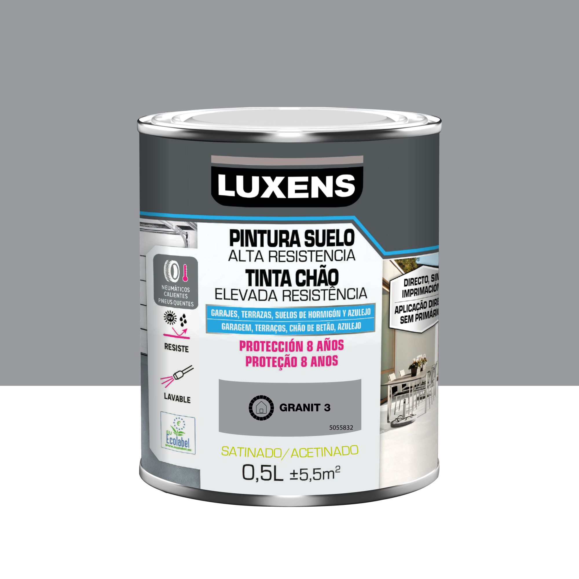 Pintura Para Suelos Tr fico Intenso Satinado LUXENS 500ml Gris Leroy 