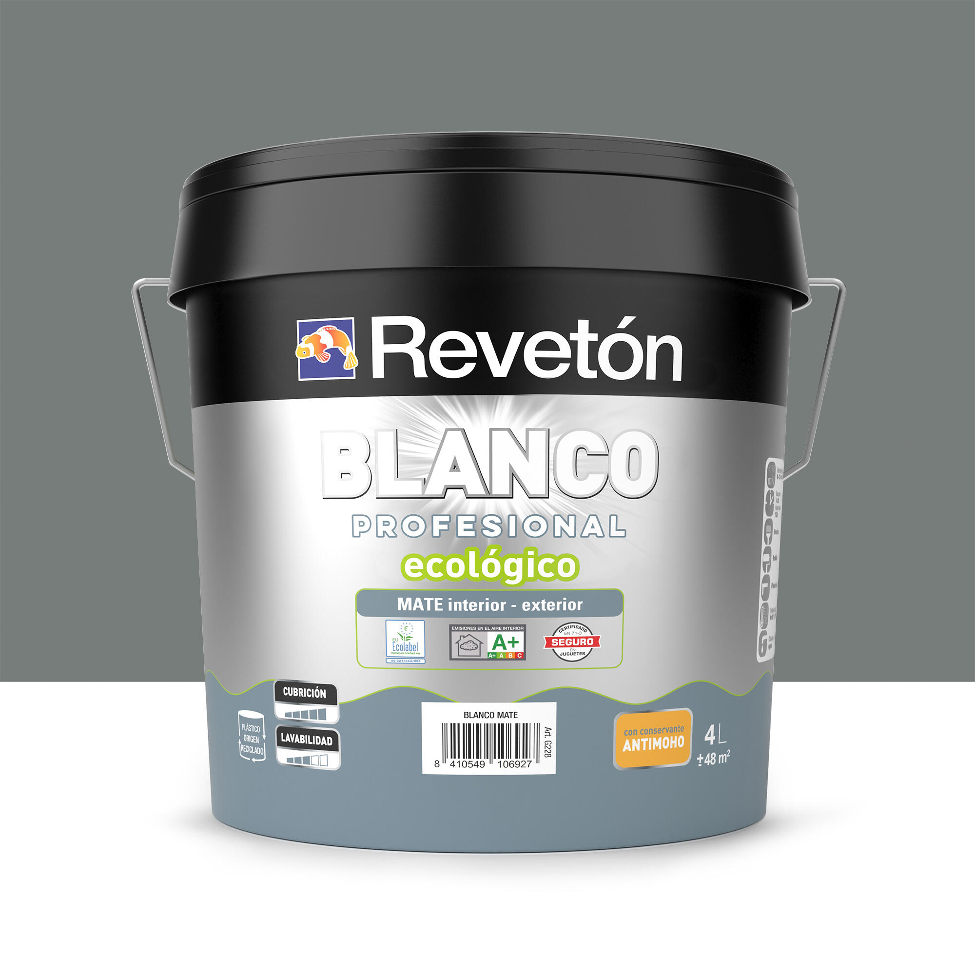 Pintura interior mate reveton pro 4l 6000-n gris estandar oscuro