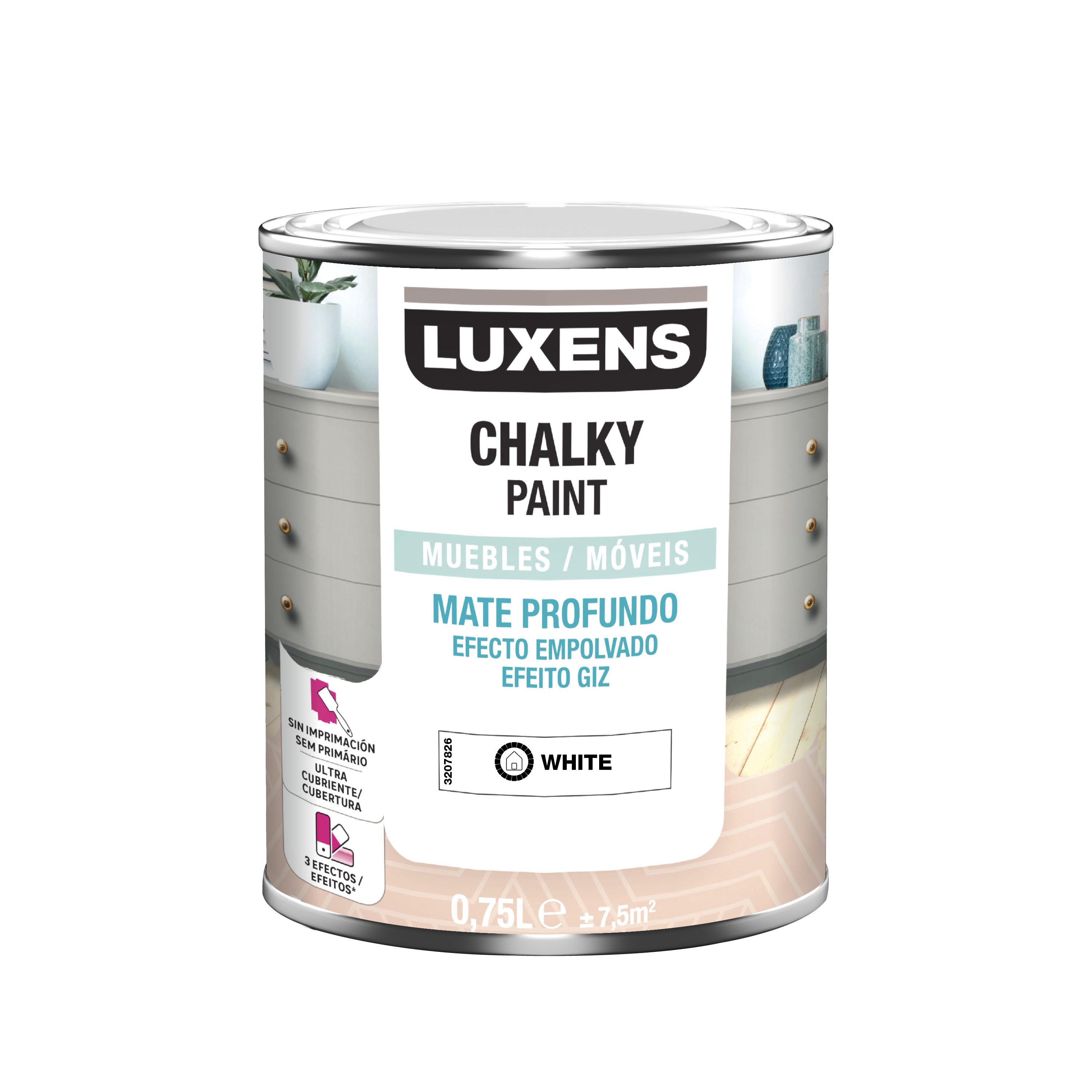 Pintura a la tiza luxens 750ml white
