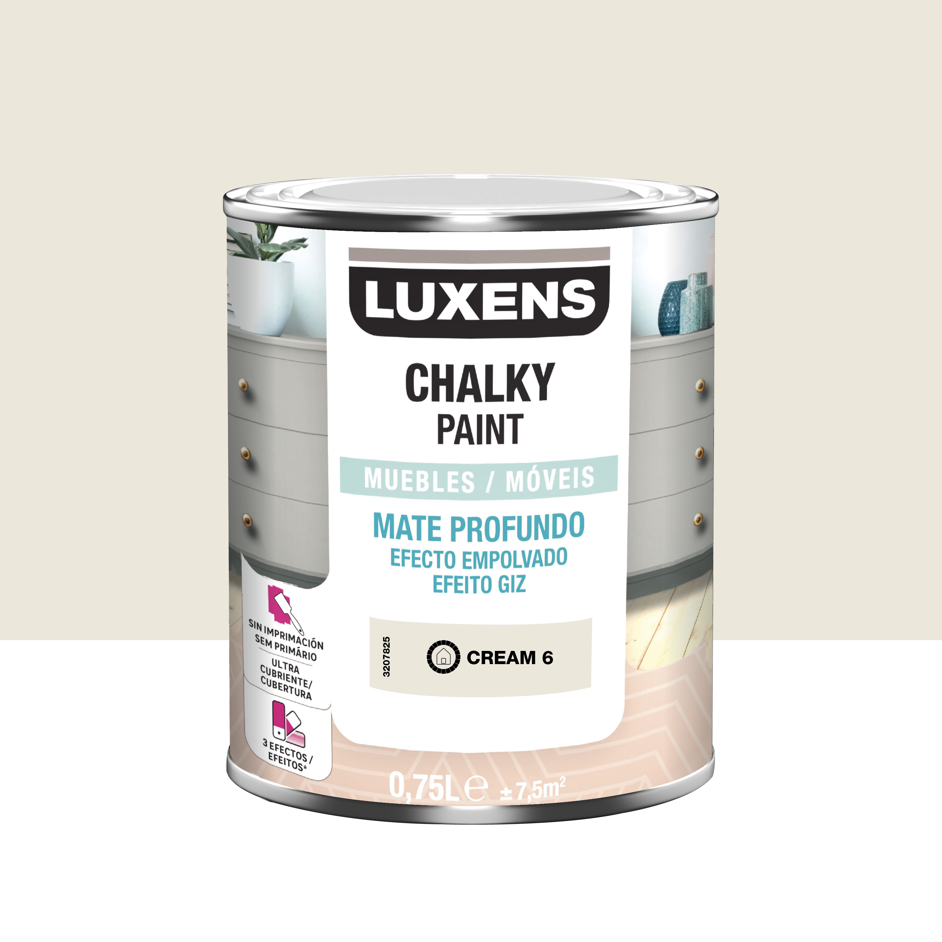 Pintura a la tiza luxens 750ml cream 6