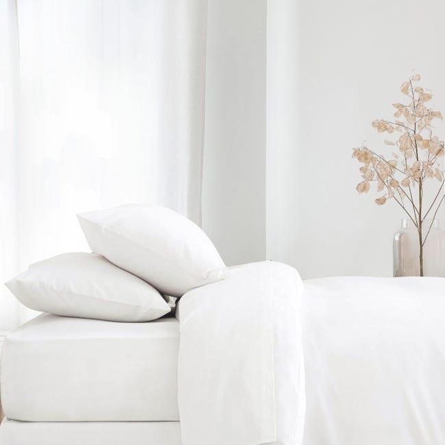 preferir enfocar repentinamente Funda nórdica INSPIRE lisa algodón egipcio 300 hilos blanco para cama de  135 cm | Leroy Merlin