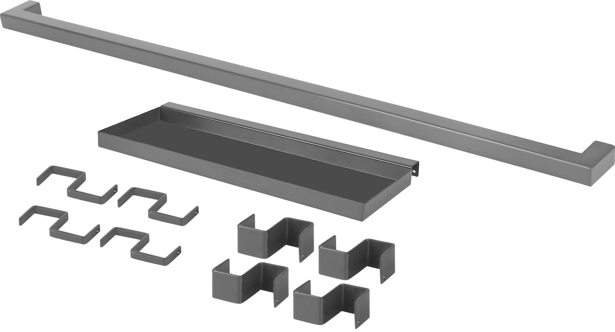Set barra de cocina + estante delinia id acero gris 60 cm + 8 ganchos colgar