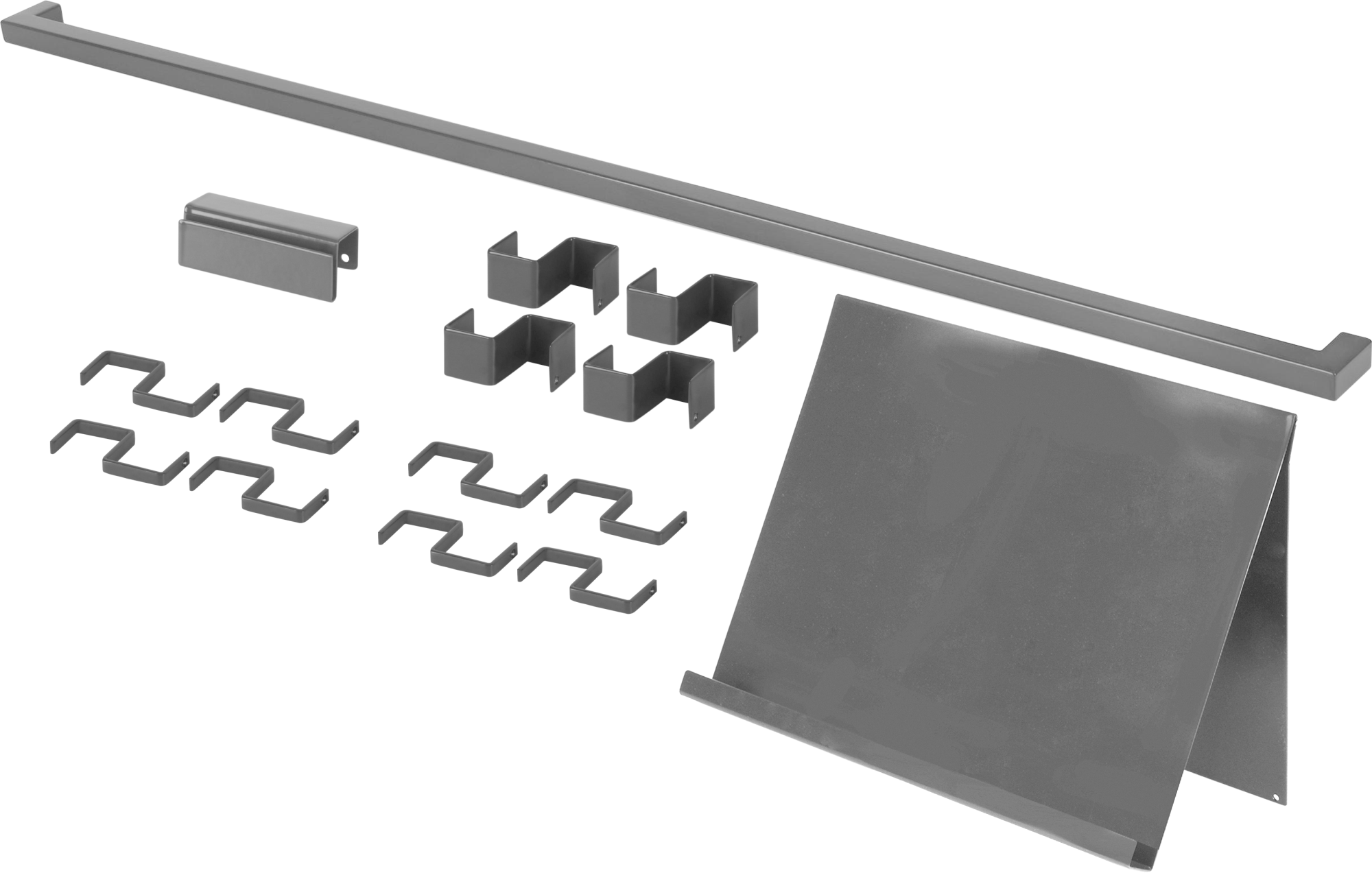 Set barra de cocina + soporte tablet delinia id gris 90 cm + 12 ganchos colgar