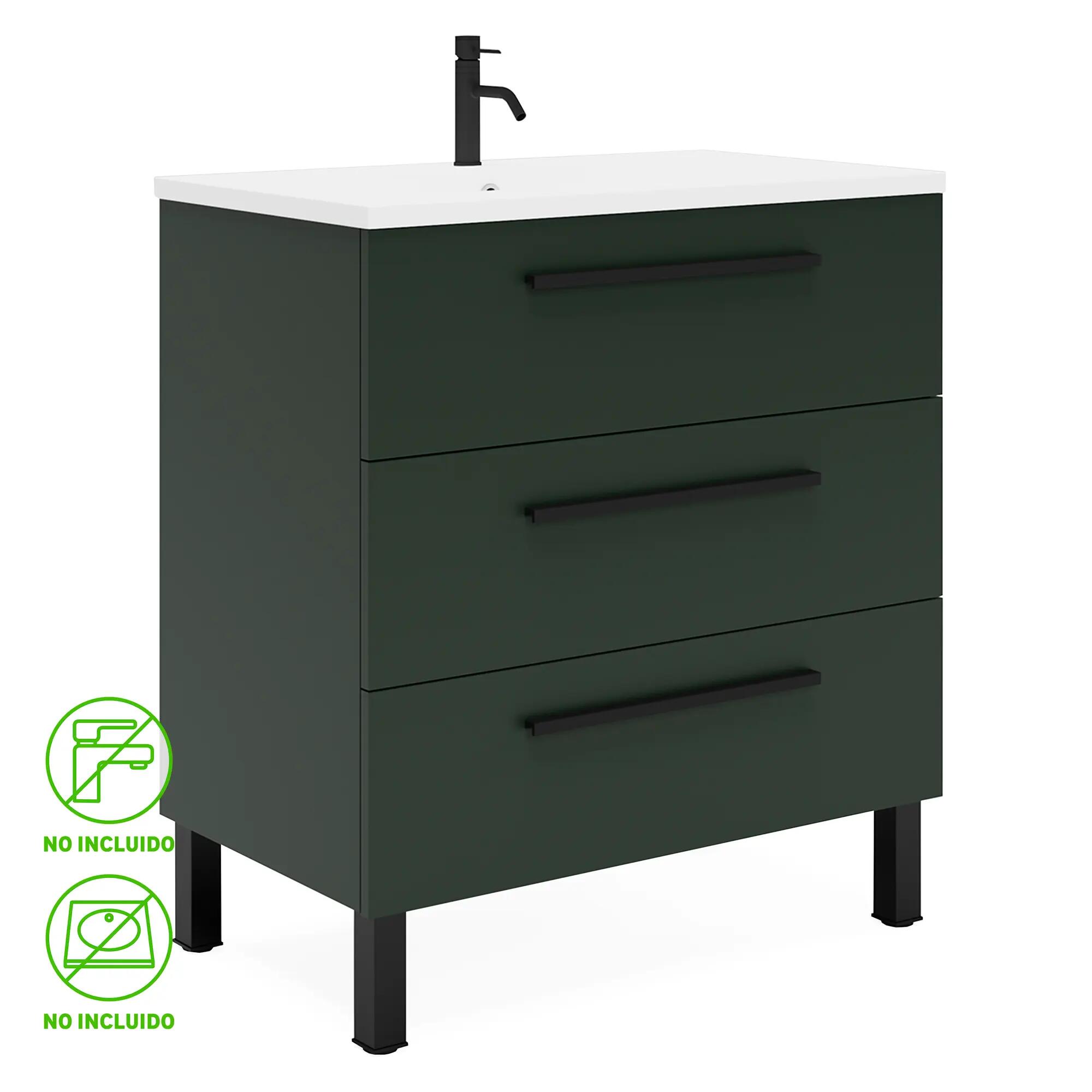 Mueble de baño madrid verde 80x45 cm