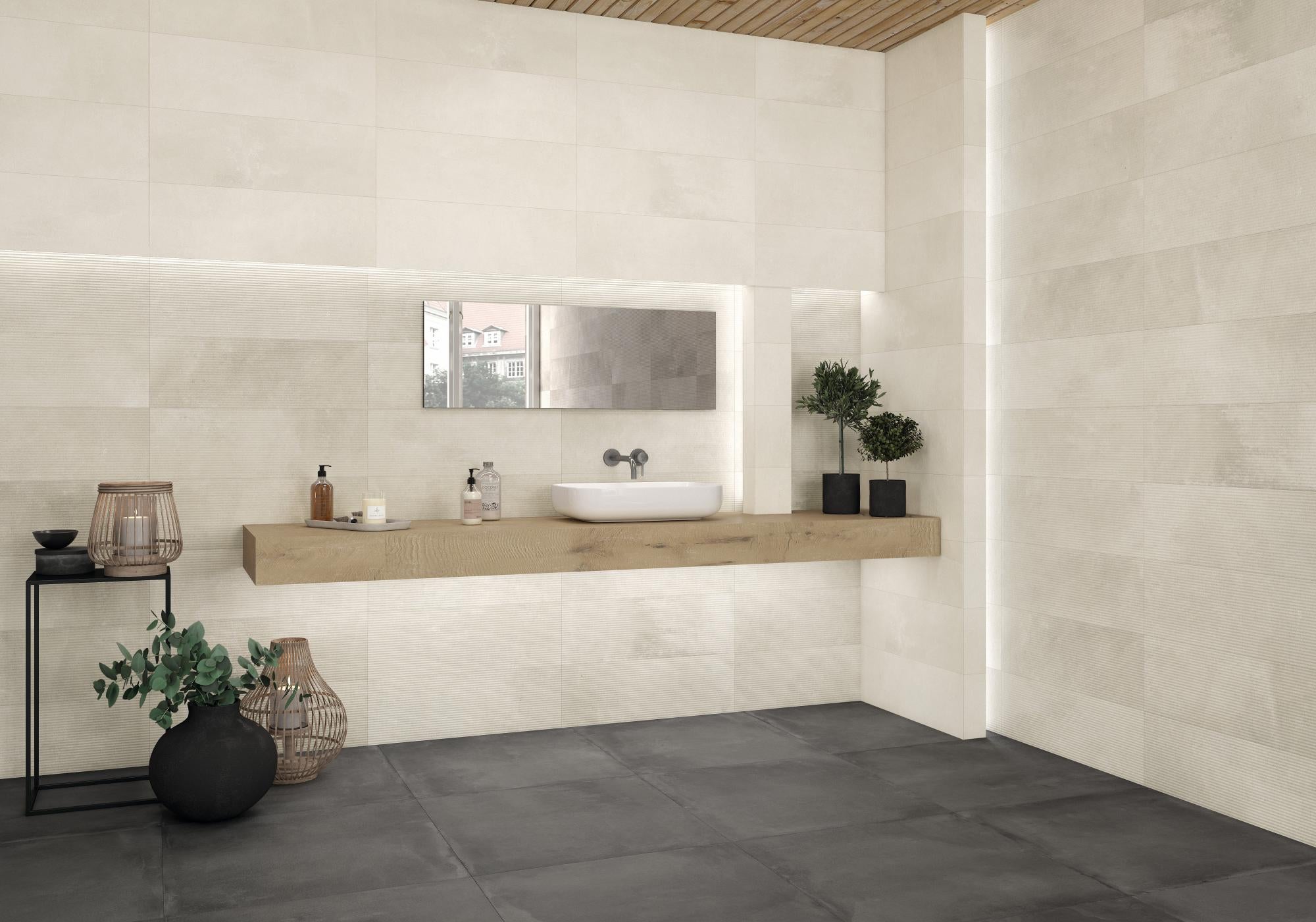 Azulejo cerámico Powder efecto cemento snow base 40x120 cm ARTENS ...