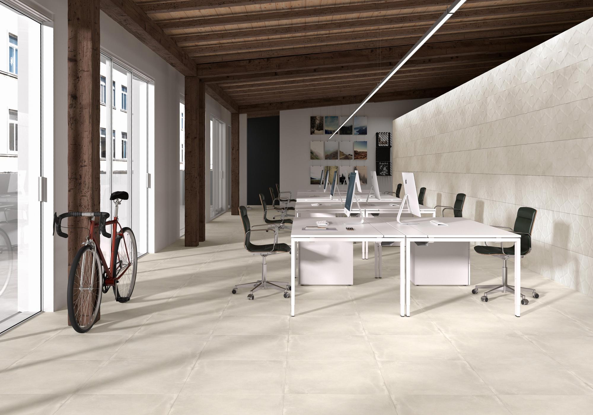 Azulejo cerámico powder efecto relieve cemento blanco 40x120 cm argenta ...