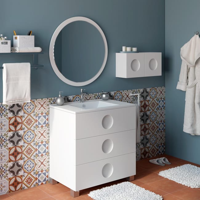 Mueble de baño con lavabo Sphere blanco brillante 80x45 cm
