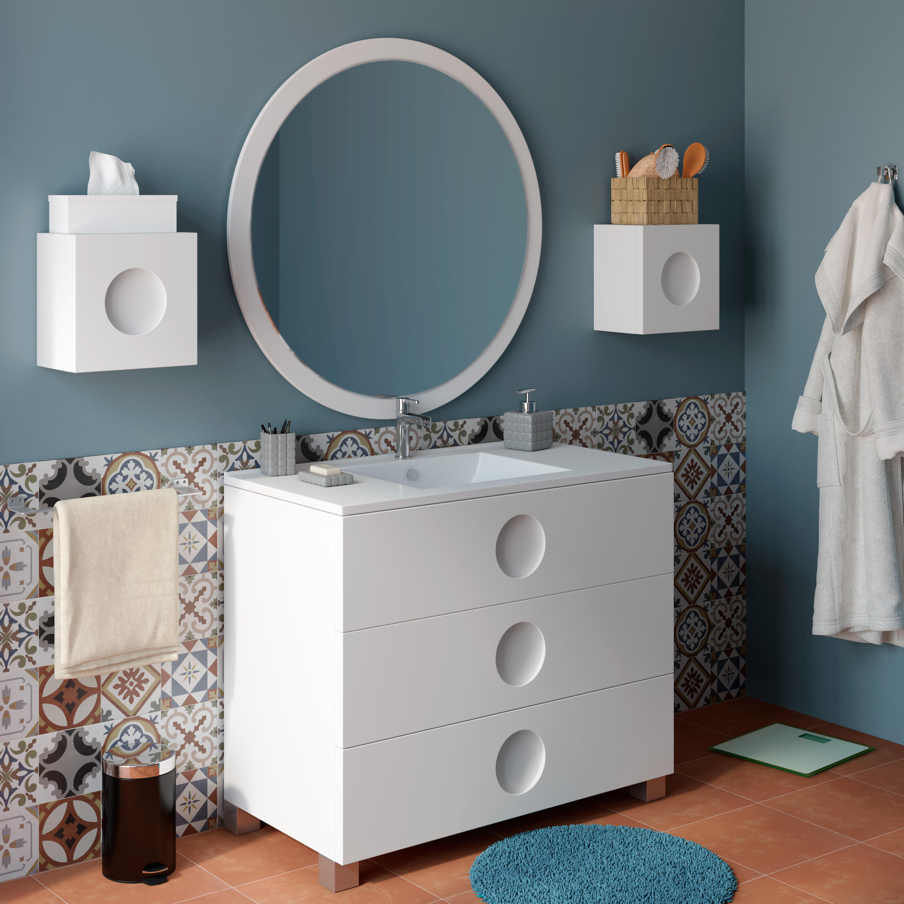 Mueble de baño con lavabo sphere blanco 100x45 cm