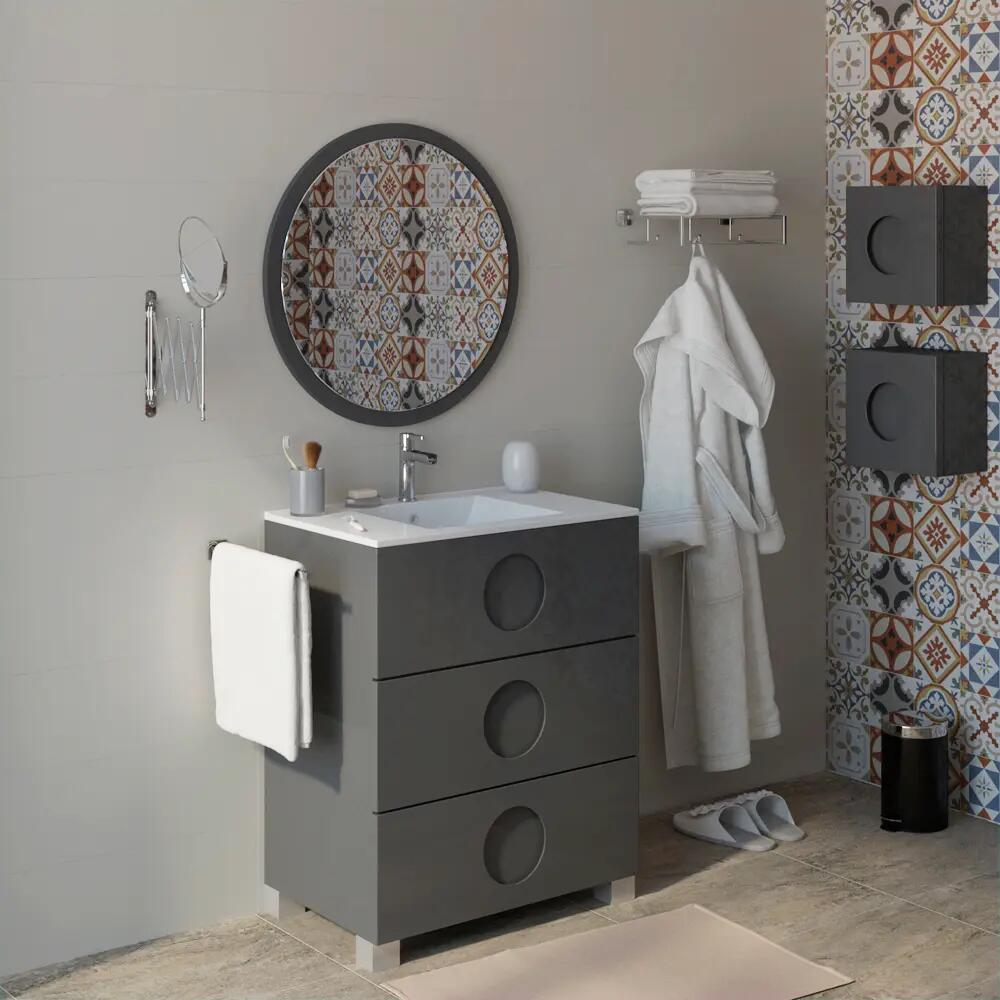 Pack de mueble de baño con lavabo sphere grafito brillante 70x45 cm